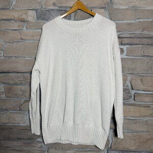 GAP Women’s Sweater Large Beige Cream Cotton Oversized Crewneck Knit